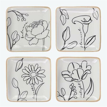 YOUNGS 3.62 in. Ceramic Human Nature Trinket Dishes, Assorted Style - Set of 4 21971
